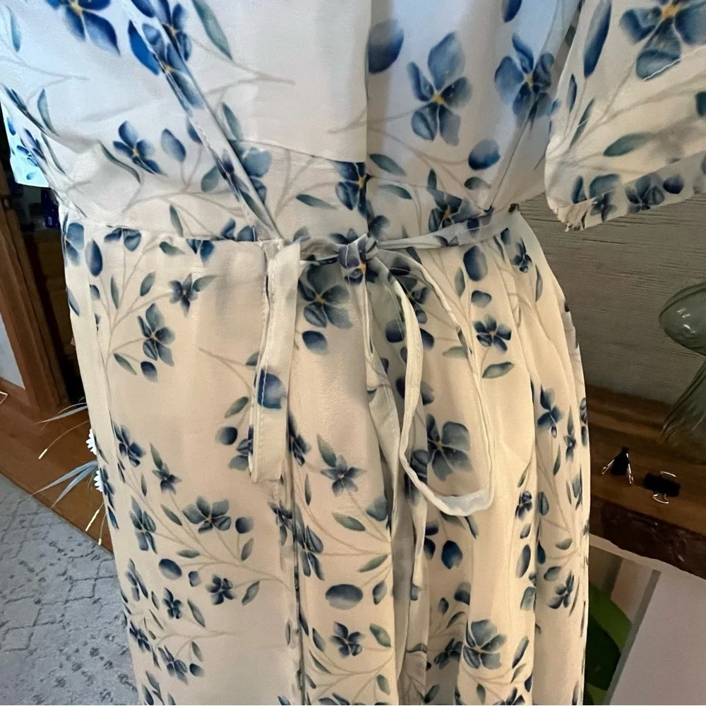 Reistor Summer Rains Dress in Visions Of Blue Wrap Dress Woman’s Size Large NWT - Picture 6 of 9